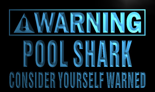Warning Pool Shark Neon Light Sign